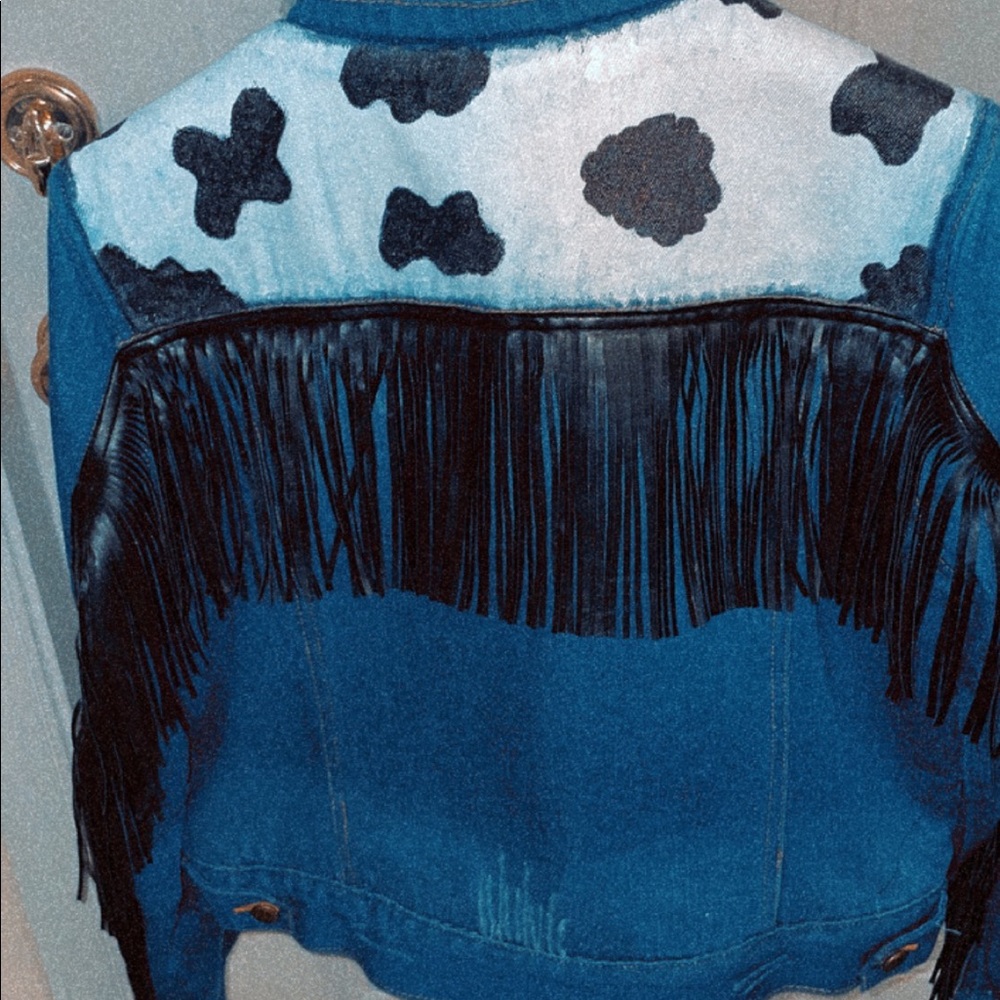 Killer hand made customized Sherpa denim jacket.